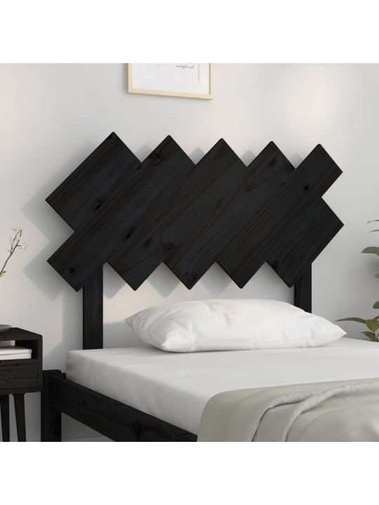 Čelo postele černé 104 x 3 x 80,5 cm masivní borovice