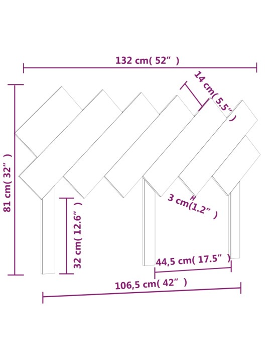 Čelo postele 132 x 3 x 81 cm masivní borovice