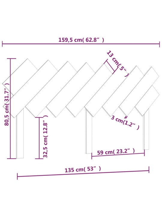 Čelo postele 159,5 x 3 x 80,5 cm masivní borovice