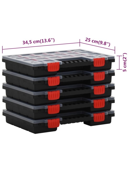 Organizéry na součástky 5 ks 34,5 x 25 x 5 cm polypropylen