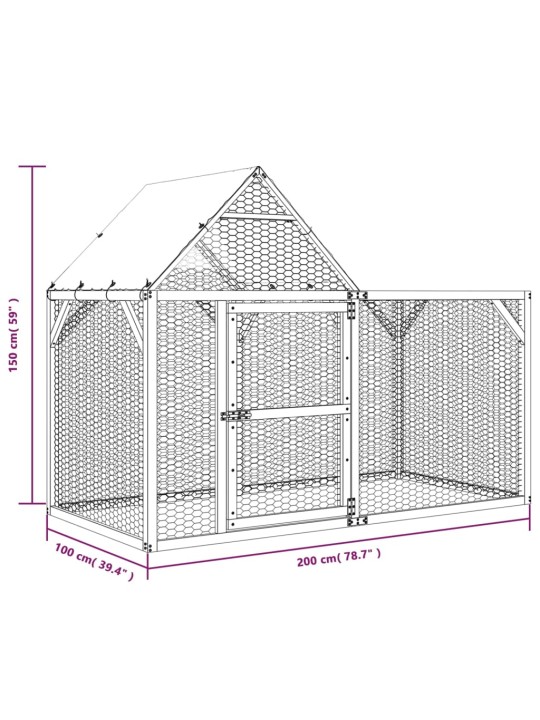 Kurník 200x100x150 cm impregnované masivní borové dřevo