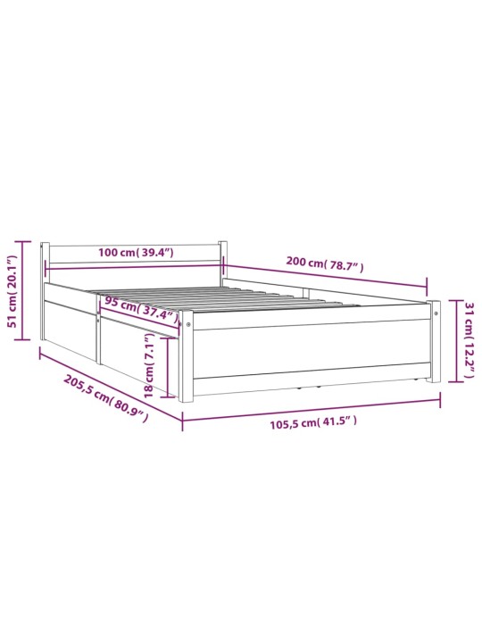 Rám postele se zásuvkami 100 x 200 cm