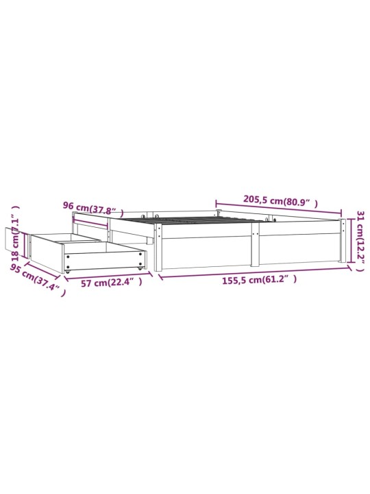 Rám postele se zásuvkami 150 x 200 cm King Size