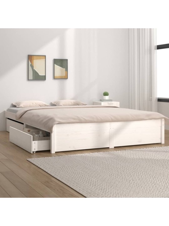 Rám postele se zásuvkami bílý 200 x 200 cm