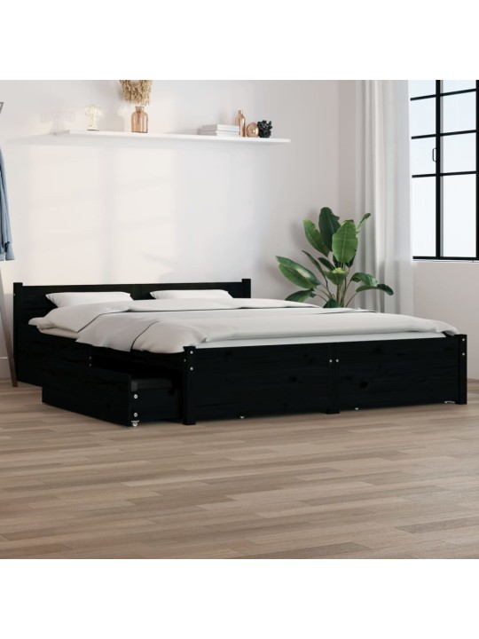 Rám postele se zásuvkami černý 135 x 190 cm Double