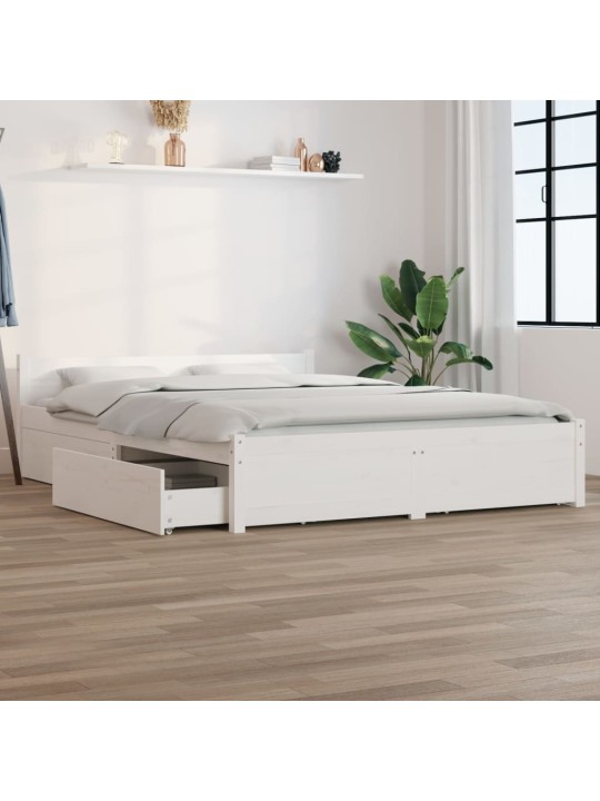 Rám postele se zásuvkami bílý 150 x 200 cm King Size