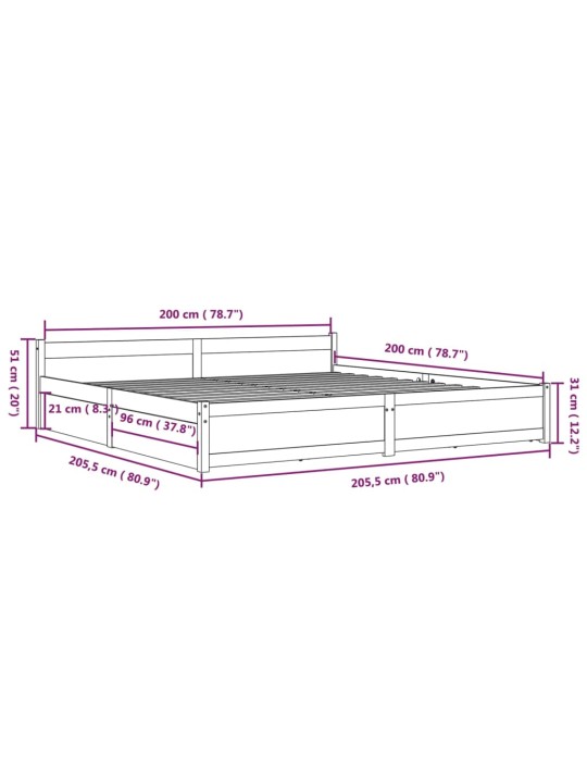 Rám postele se zásuvkami bílý 200 x 200 cm