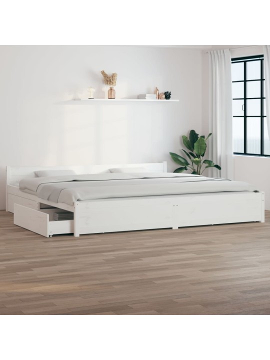 Rám postele se zásuvkami bílý 200 x 200 cm