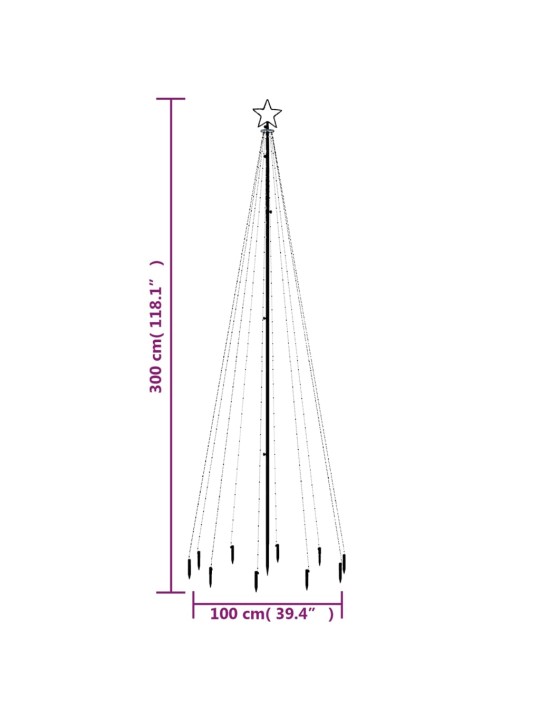 Vánoční strom s hrotem 310 modrých LED diod 300 cm