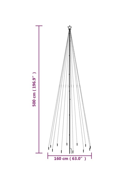 Vánoční strom s hrotem 732 barevných LED diod 500 cm