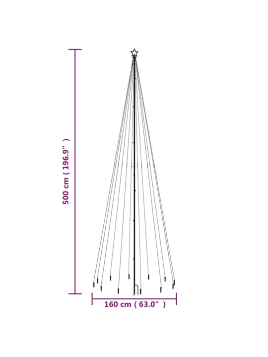 Vánoční strom s hrotem 732 barevných LED diod 500 cm