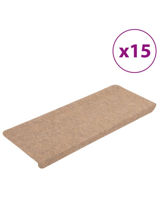 Samolepicí nášlapy na schody 15 ks 65x24,5x3,5 cm béžové