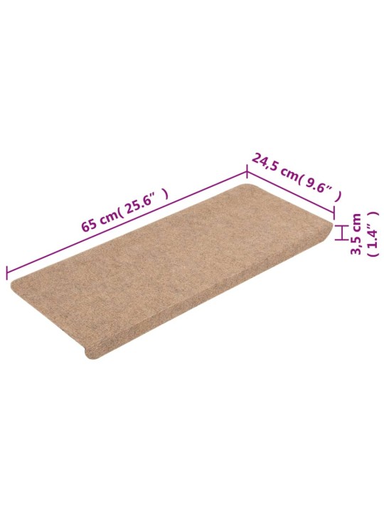Samolepicí nášlapy na schody 15 ks 65x24,5x3,5 cm béžové