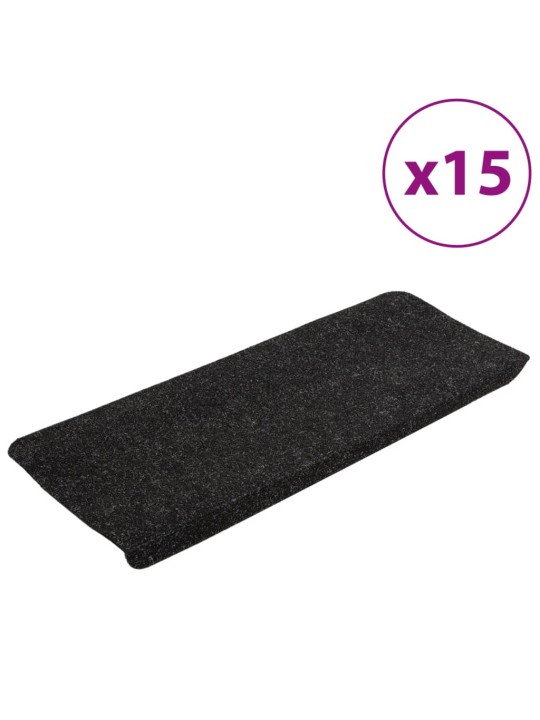 Samolepicí nášlapy na schody 15 ks 65x24,5x3,5 cm antracitové
