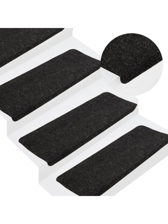 Samolepicí nášlapy na schody 15 ks 65x24,5x3,5 cm antracitové