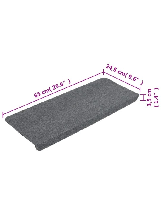 Samolepicí nášlapy na schody 15 ks 65x24,5x3,5 cm šedé