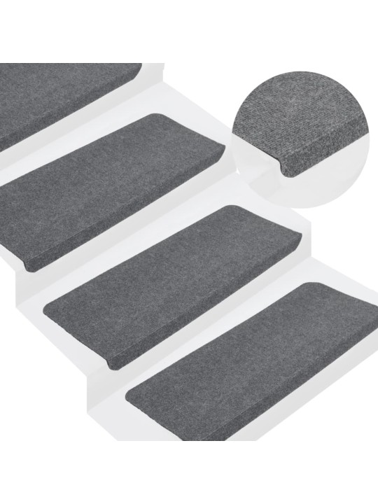 Samolepicí nášlapy na schody 15 ks 65x24,5x3,5 cm šedé
