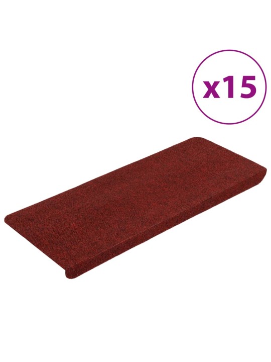 Samolepicí nášlapy na schody 15 ks 65x24,5x3,5 cm červené