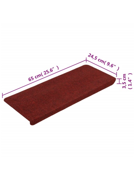 Samolepicí nášlapy na schody 15 ks 65x24,5x3,5 cm červené
