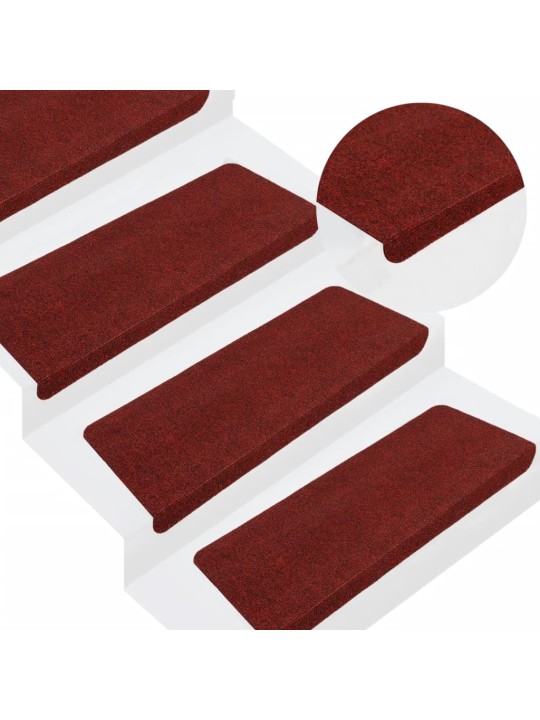 Samolepicí nášlapy na schody 15 ks 65x24,5x3,5 cm červené