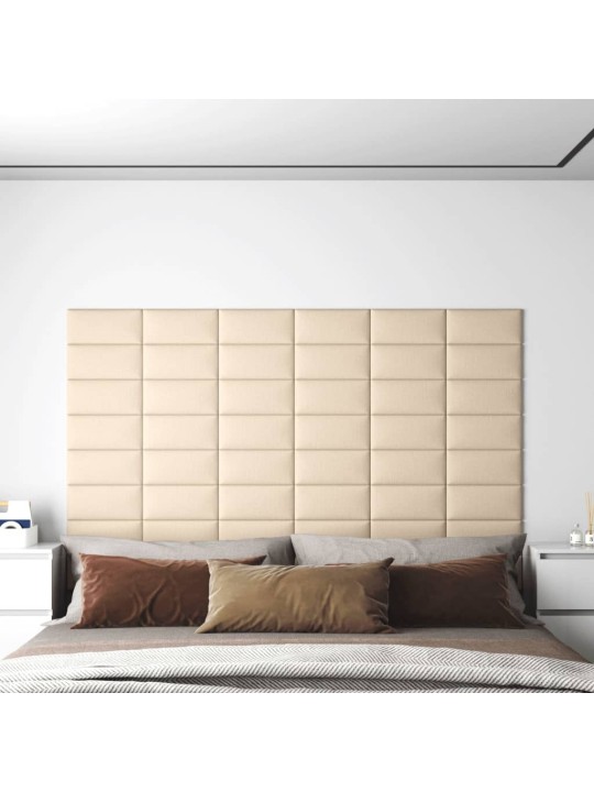 Nástěnné panely 12 ks krémové 30 x 15 cm textil 0,54 m²