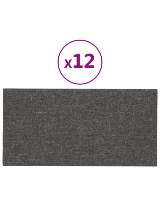Nástěnné panely 12 ks tmavě šedé 30 x 15 cm textil 0,54 m²