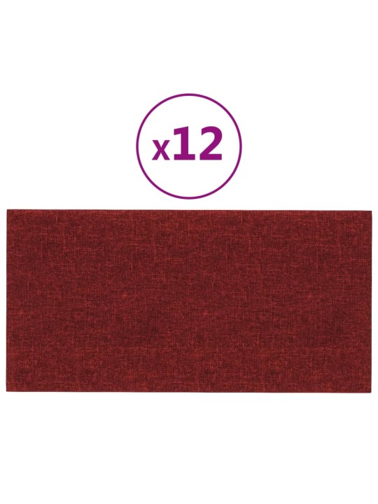 Nástěnné panely 12 ks vínové 30 x 15 cm textil 0,54 m²