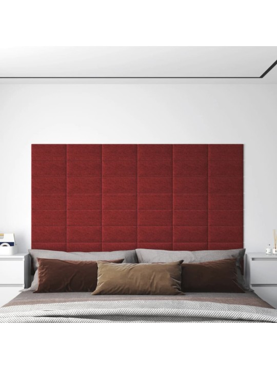 Nástěnné panely 12 ks vínové 30 x 15 cm textil 0,54 m²