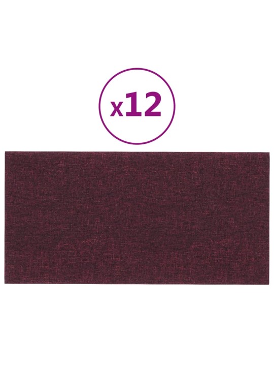 Nástěnné panely 12 ks fialové 30 x 15 cm textil 0,54 m²