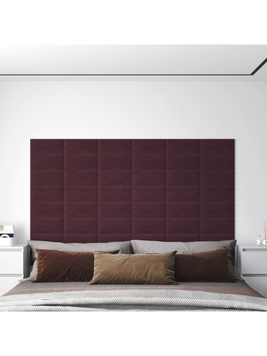 Nástěnné panely 12 ks fialové 30 x 15 cm textil 0,54 m²