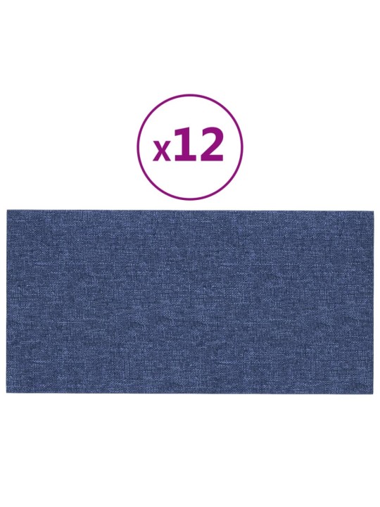 Nástěnné panely 12 ks modré 30 x 15 cm textil 0,54 m²