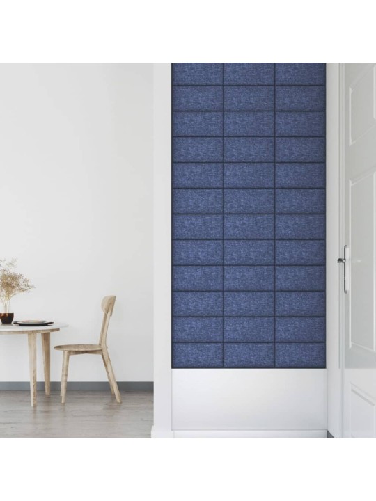 Nástěnné panely 12 ks modré 30 x 15 cm textil 0,54 m²