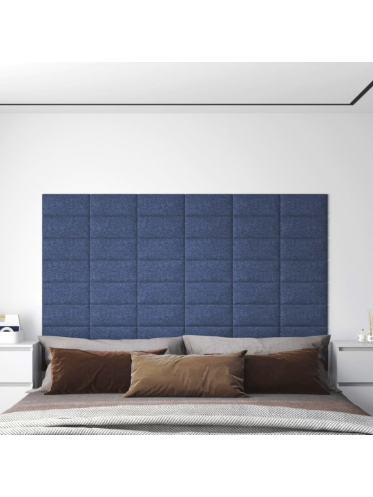 Nástěnné panely 12 ks modré 30 x 15 cm textil 0,54 m²