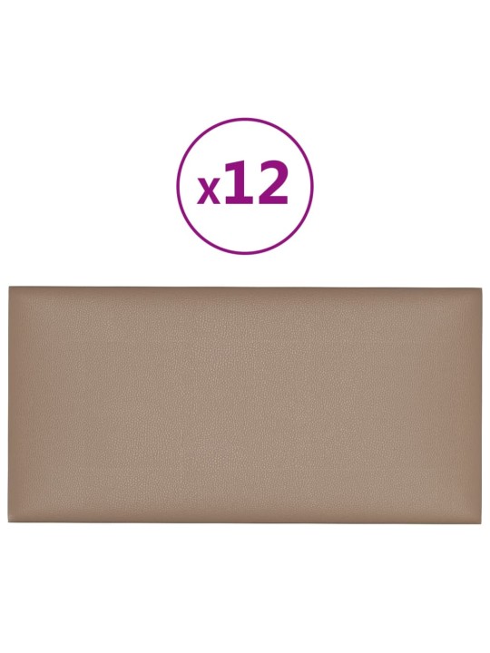 Nástěnné panely 12 ks cappuccino 30 x 15 cm umělá kůže 0,54 m²