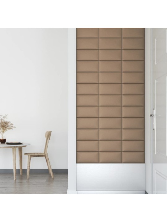 Nástěnné panely 12 ks cappuccino 30 x 15 cm umělá kůže 0,54 m²