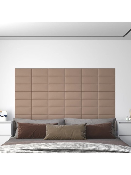 Nástěnné panely 12 ks cappuccino 30 x 15 cm umělá kůže 0,54 m²