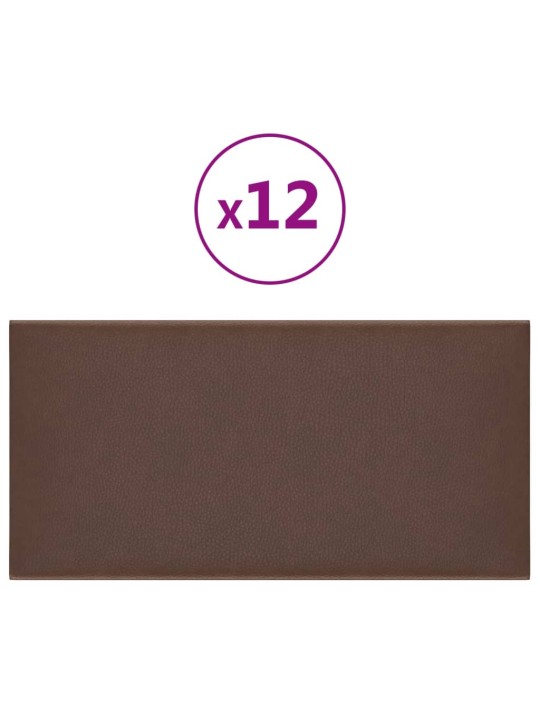 Nástěnné panely 12 ks hnědé 30 x 15 cm umělá kůže 0,54 m²
