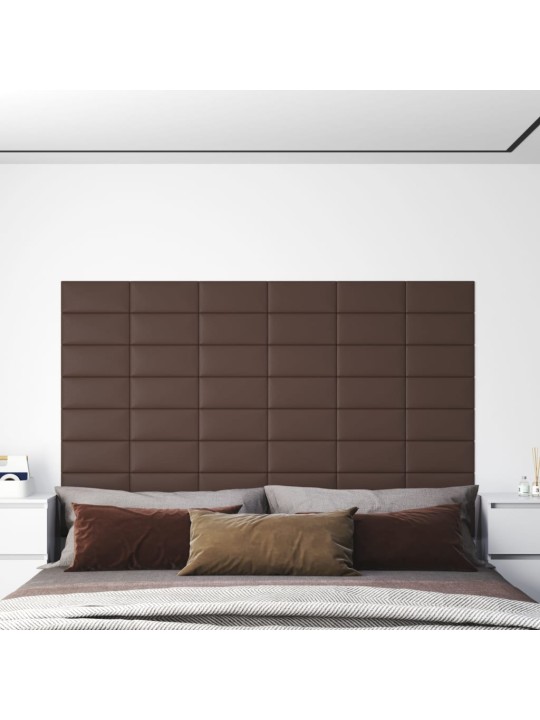 Nástěnné panely 12 ks hnědé 30 x 15 cm umělá kůže 0,54 m²