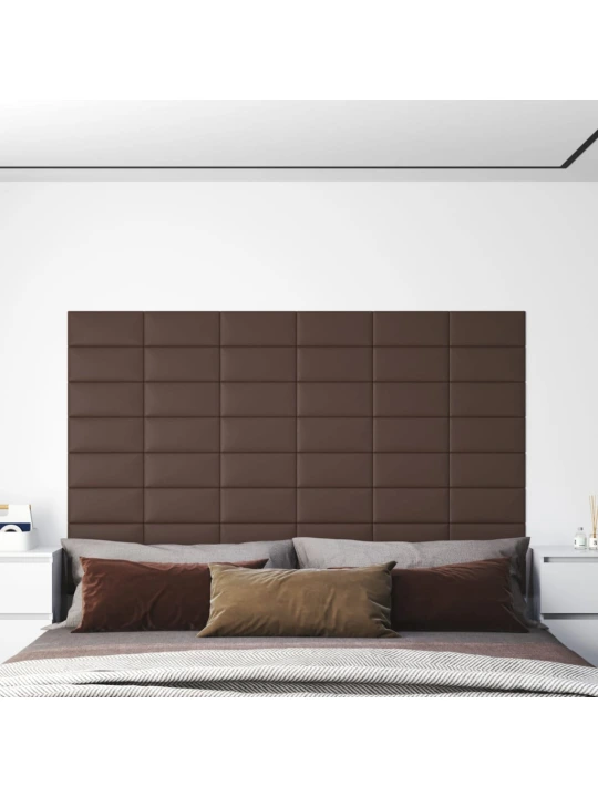 Nástěnné panely 12 ks hnědé 30 x 15 cm umělá kůže 0,54 m²