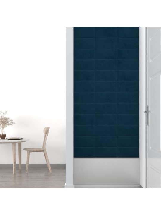 Nástěnné panely 12 ks modré 30 x 15 cm samet 0,54 m²