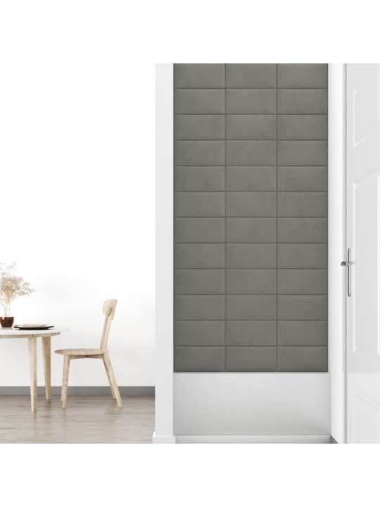 Nástěnné panely 12 ks světle šedé 30 x 15 cm samet 0,54 m²
