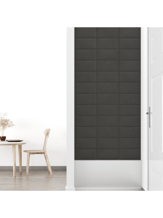 Nástěnné panely 12 ks tmavě šedé 30 x 15 cm samet 0,54 m²