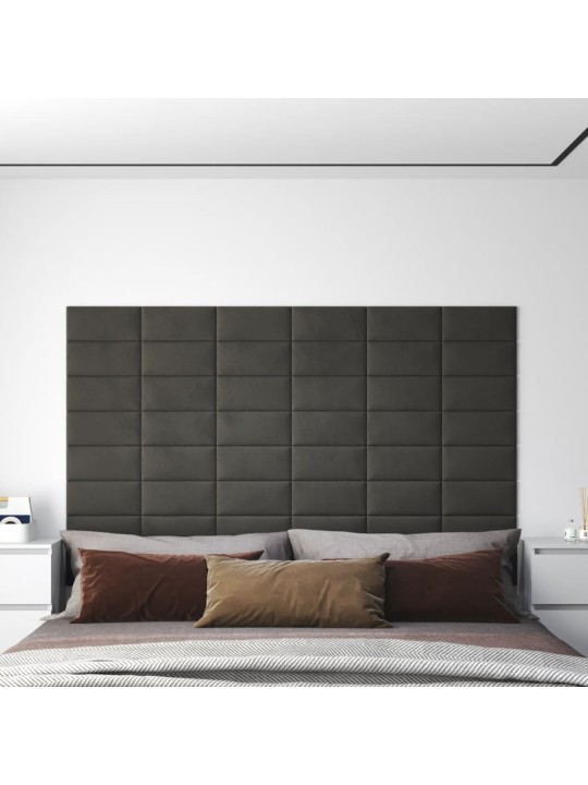 Nástěnné panely 12 ks tmavě šedé 30 x 15 cm samet 0,54 m²