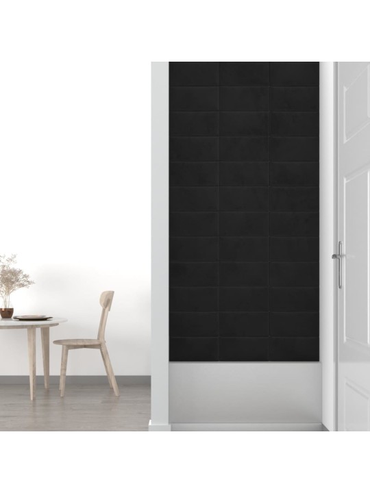 Nástěnné panely 12 ks černé 30 x 15 cm samet 0,54 m²