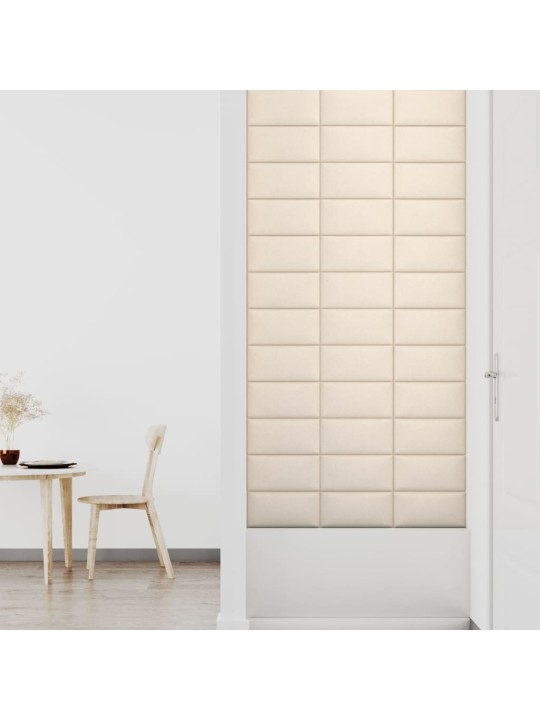 Nástěnné panely 12 ks krémové 30 x 15 cm samet 0,54 m²