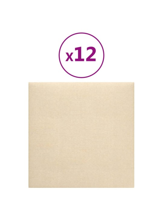 Nástěnné panely 12 ks krémové 30 x 30 cm textil 1,08 m²