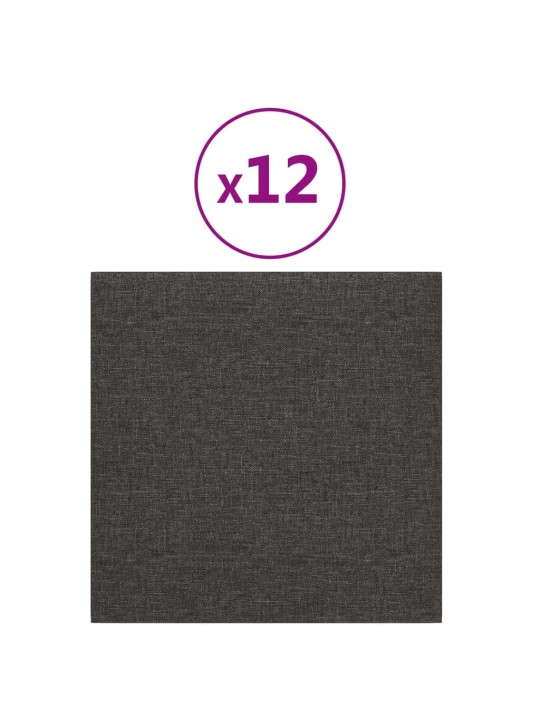 Nástěnné panely 12 ks tmavě šedé 30 x 30 cm textil 1,08 m²
