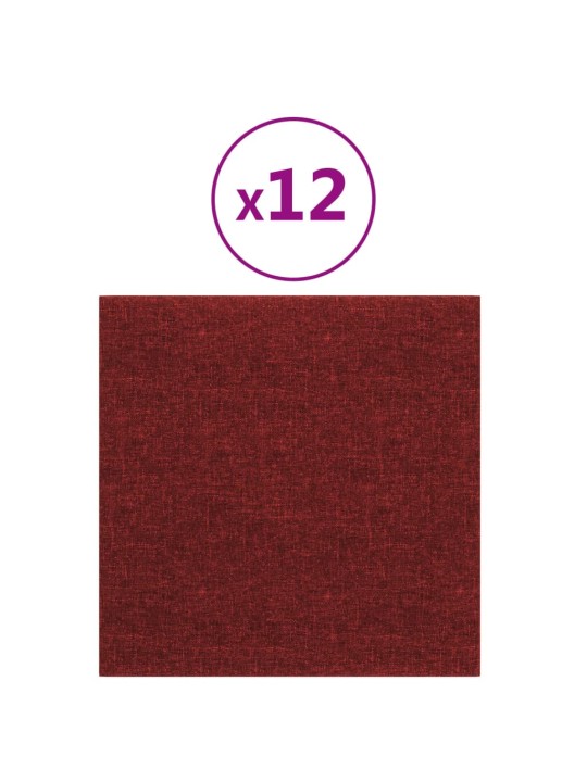 Nástěnné panely 12 ks vínové 30 x 30 cm textil 1,08 m²