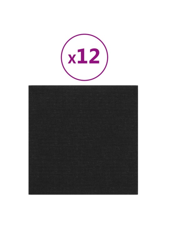 Nástěnné panely 12 ks černé 30 x 30 cm textil 1,08 m²