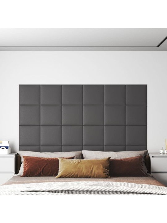 Nástěnné panely 12 ks šedé 30 x 30 cm umělá kůže 1,08 m²